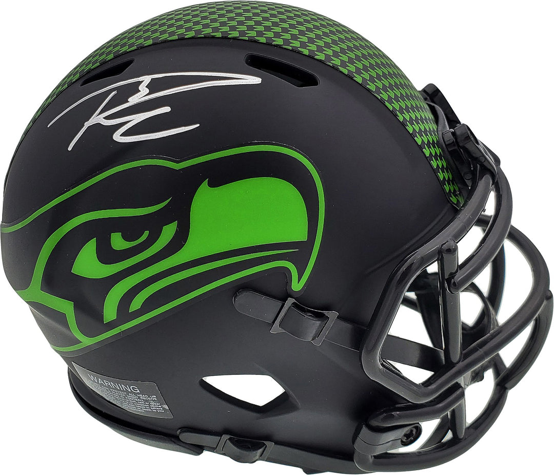 Russell Wilson Signed Eclipse Black Seahawks Speed Mini Helmet In Silver RW Holo