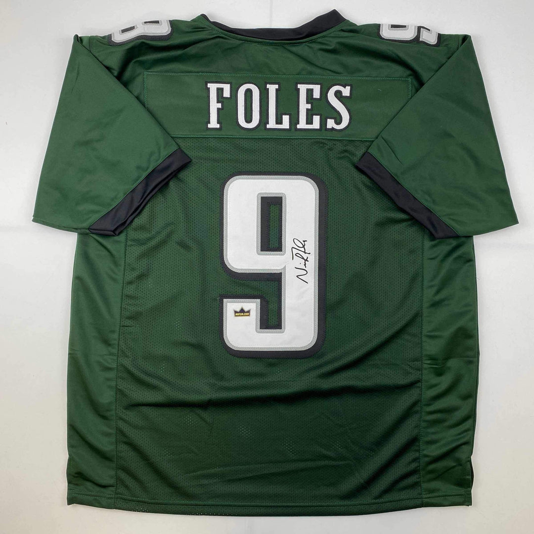 Facsimile Autographed Nick Foles Philadelphia Green Reprint Jersey Size Men's XL