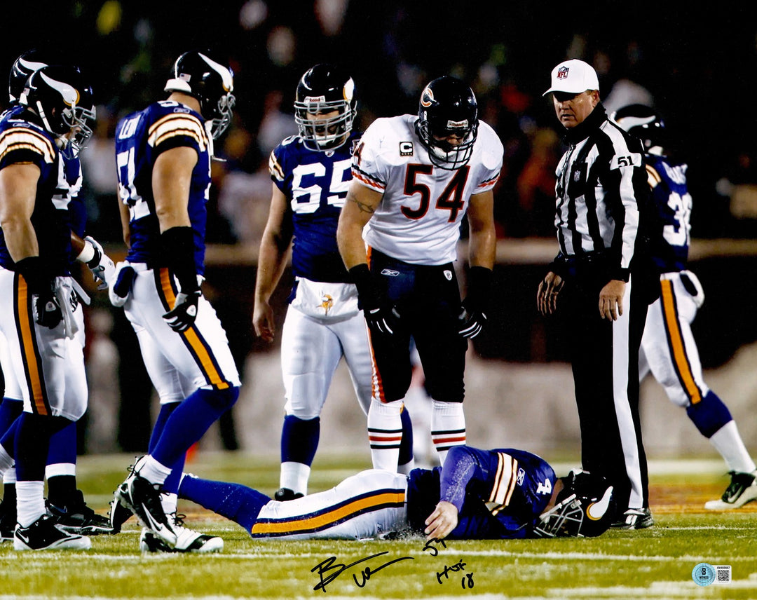 Brian Urlacher Signed 16x20 Photo Chicago Bears "HOF 18" Beckett BAS Witness