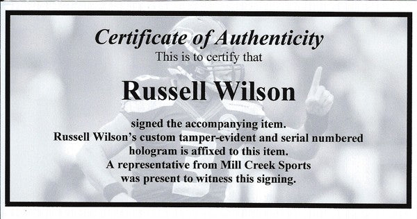 Russell Wilson Autographed Signed 8x10 Photo Seattle Seahawks RW Holo