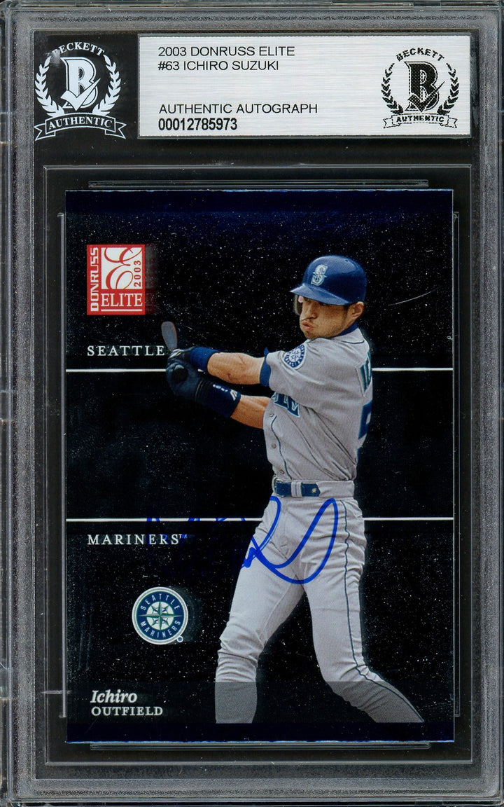 Ichiro Suzuki Signed 2003 Donruss Elite Card 63 Mariners Beckett #12785973