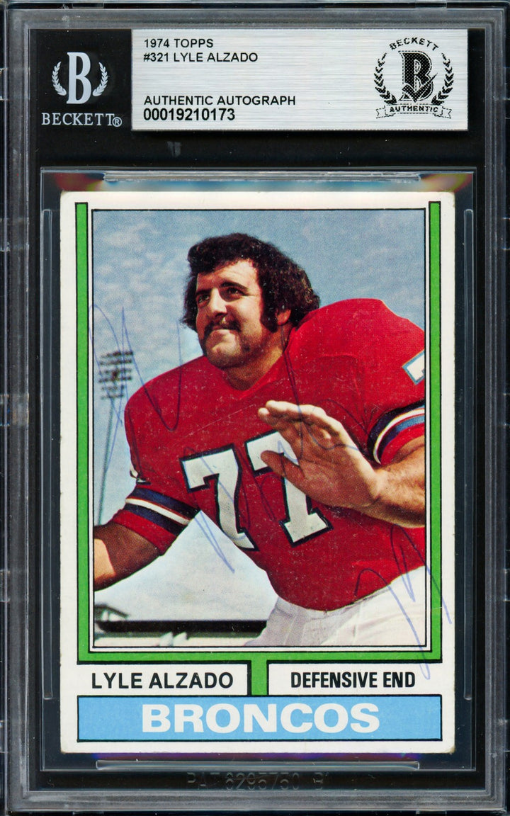 Lyle Alzado Signed 1974 Topps Card 321 Denver Broncos Beckett