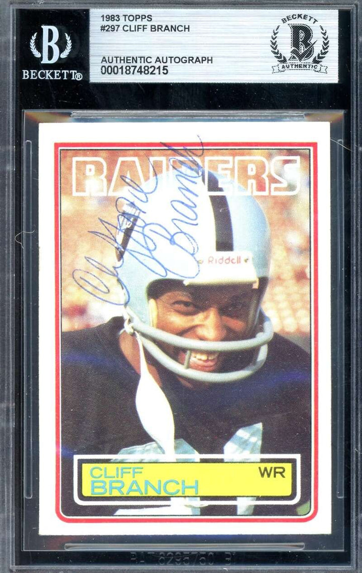 Cliff Branch Beckett BAS Signed 1983 Topps Autograph Raiders