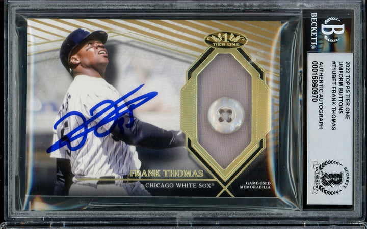Frank Thomas Signed 2022 Topps Tier One Uniform Button Relic Card #T1UB-FT