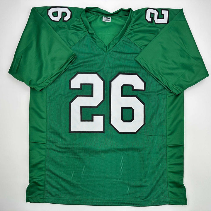 Autographed/Signed Saquon Barkley Philadelphia Kelly Green Jersey JSA COA