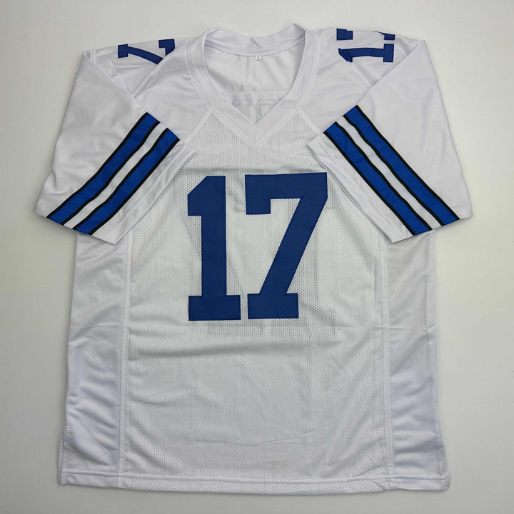Autographed/Signed Brandon Aubrey Dallas White Football Jersey Beckett BAS COA