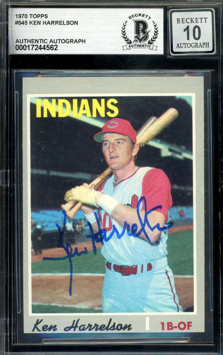 Ken Hawk Harrelson Gem Mint 10 Beckett BAS Signed 1970 Topps Autograph