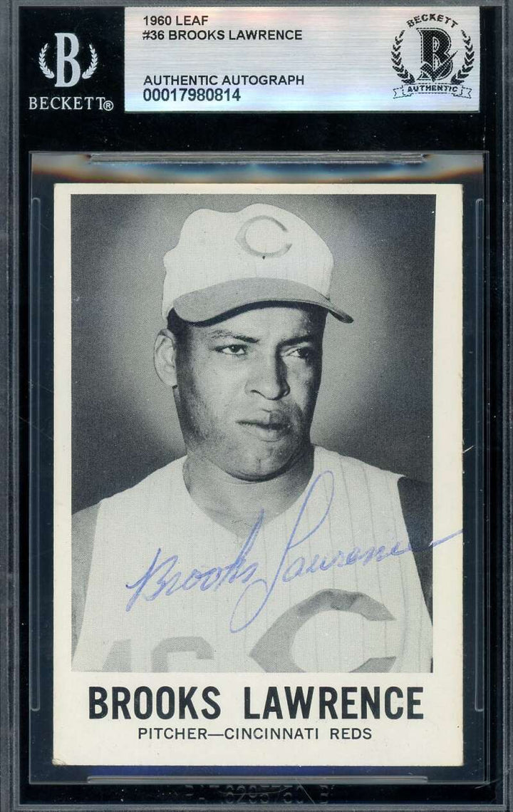 Brooks Lawrence Beckett BAS Vintage Signed 1960 Leaf Autograph