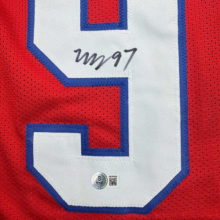 Framed Autographed/Signed Milton Williams 35x39 New England Red Jersey BAS COA