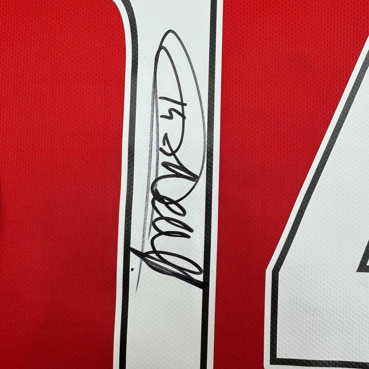 Framed Autographed/Signed Thierry Henry 35x39 Arsenal Red Jersey BAS COA