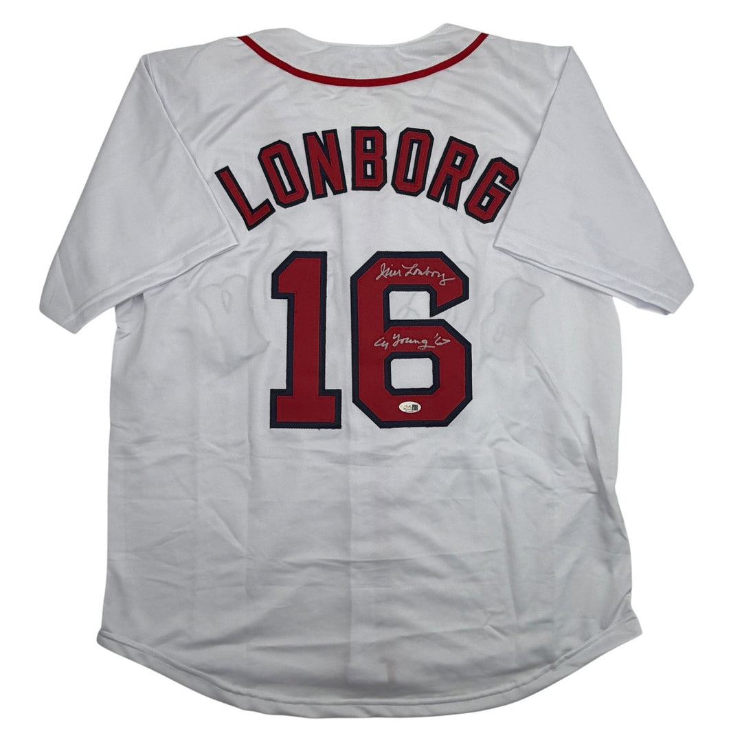 Autographed/Signed Jim Lonborg Cy Young 67 Boston White Baseball Jersey JSA COA