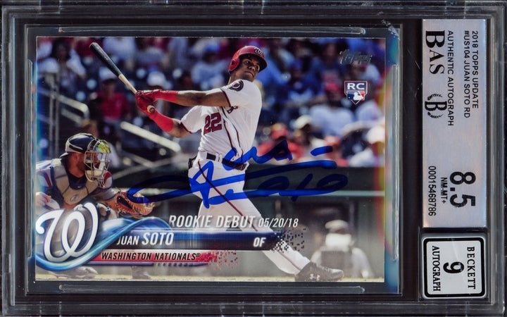 Juan Soto Signed 2018 Topps Update RC US104 Mets BGS 8.5 Auto Mint 9 Beckett