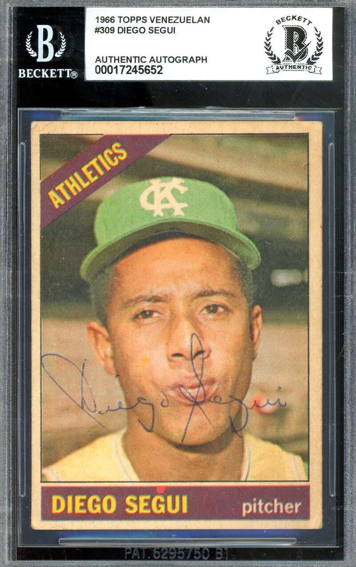 Diego Segui Beckett BAS Signed 1966 Topps Venezuelan Autographed