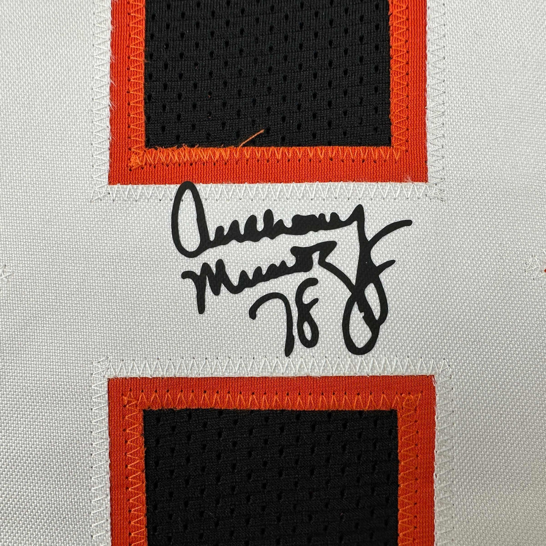 Facsimile Autographed Anthony Munoz Cincinnati Black Reprint Jersey Size Mens XL