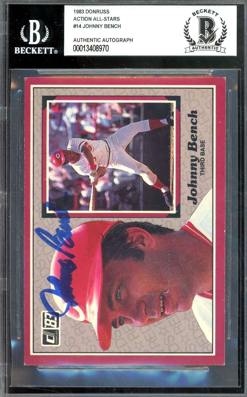 Johnny Bench Beckett BAS Signed 1983 Donruss Action All Stars Autograph