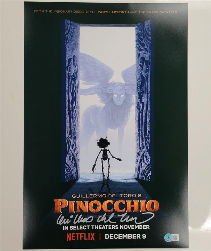 Guillermo del Toro signed Pinocchio 12x18 photo poster autograph (D) Beckett BAS