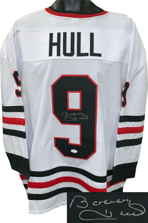 Bobby Hull signed White TB Custom Pro Style Hockey Jersey XL- JSA Witnessed Holo