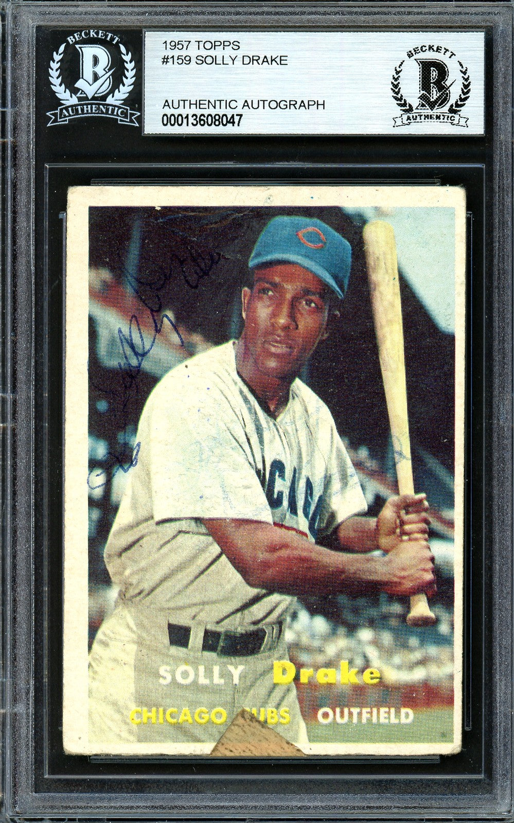 Solly Drake Signed 1957 Topps RC 159 Brooklyn Dodgers Beckett #13608047