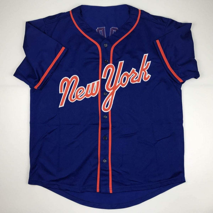 Autographed/Signed DWIGHT DOC GOODEN New York Blue Jersey JSA COA Auto