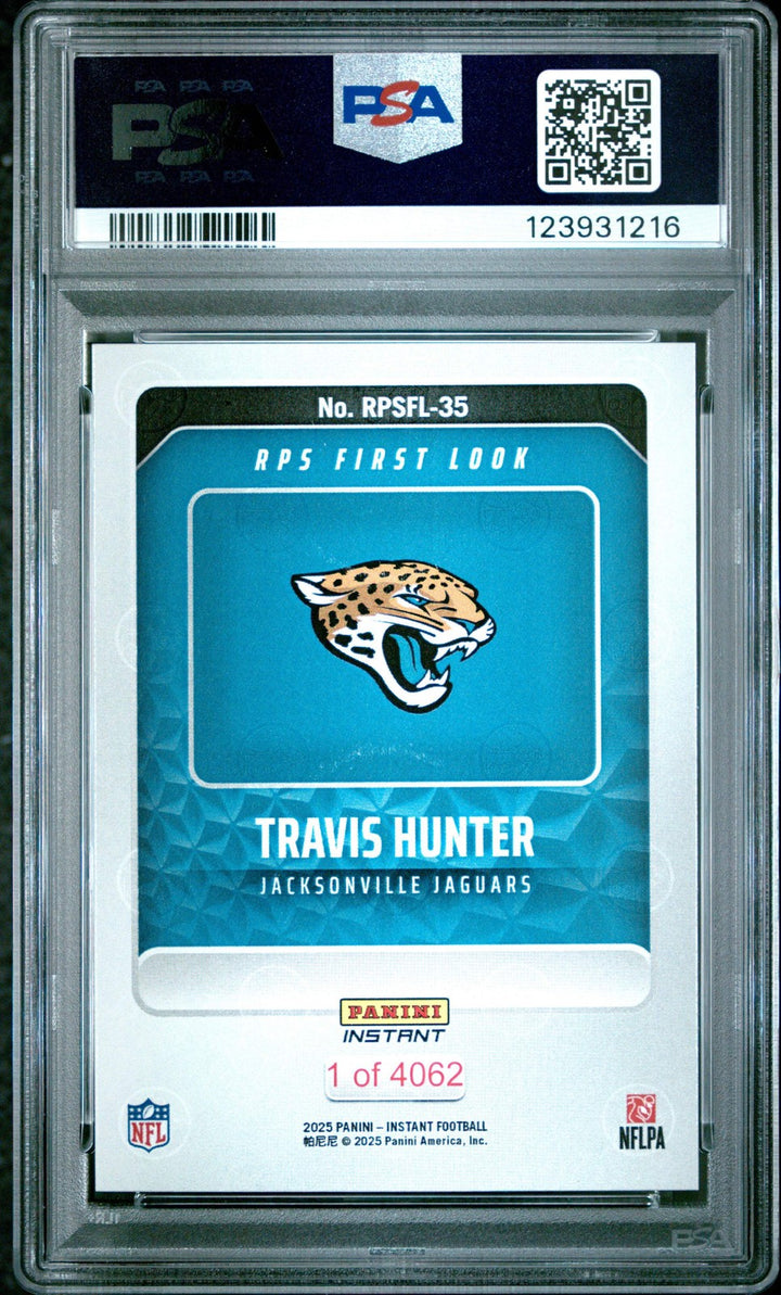 Graded 2025 Panini Travis Hunter #RPSFL35 RPS First Look RC Football Card PSA 10