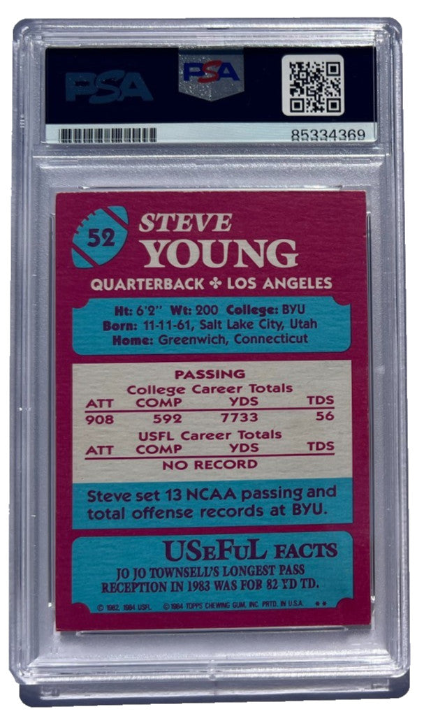 STEVE YOUNG SIGNED 1984 TOPPS USFL #52 ROOKIE CARD RC 49ERS PSA/DNA AUTO