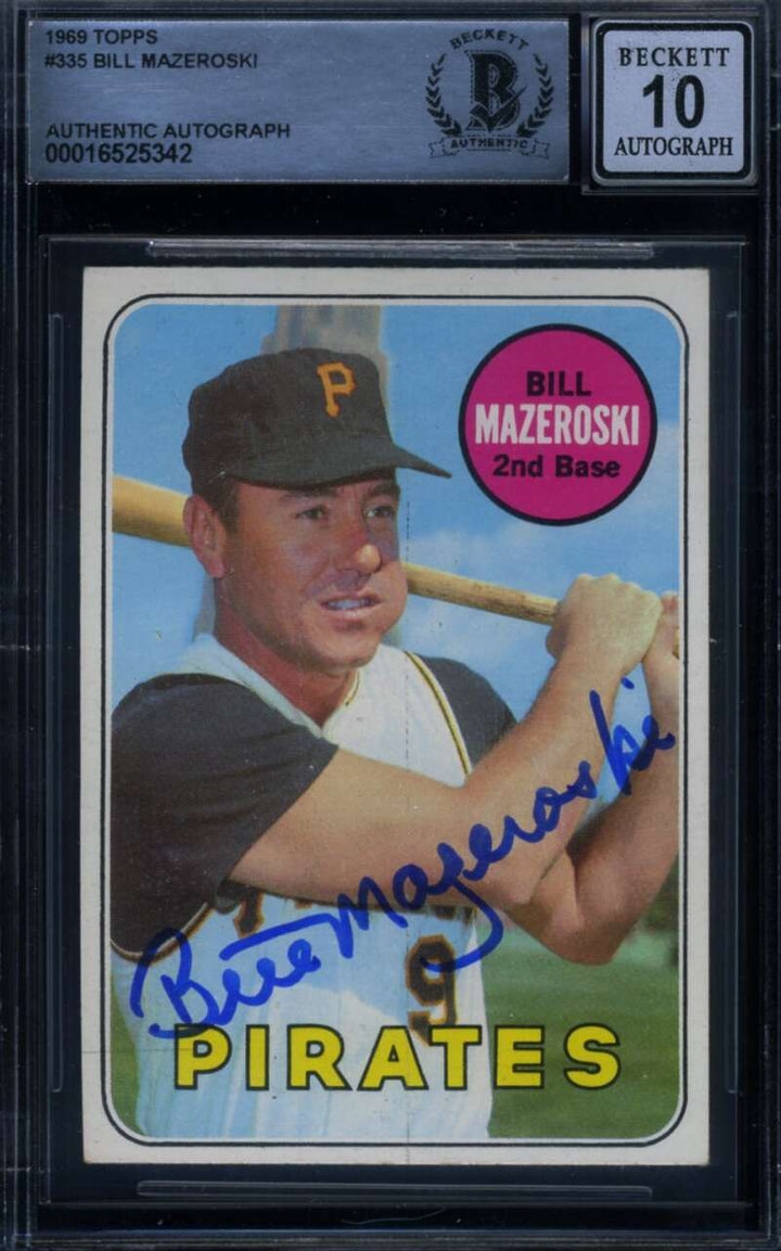 Bill Mazeroski Gem Mint 10 Beckett BAS Signed 1969 Topps Autograph
