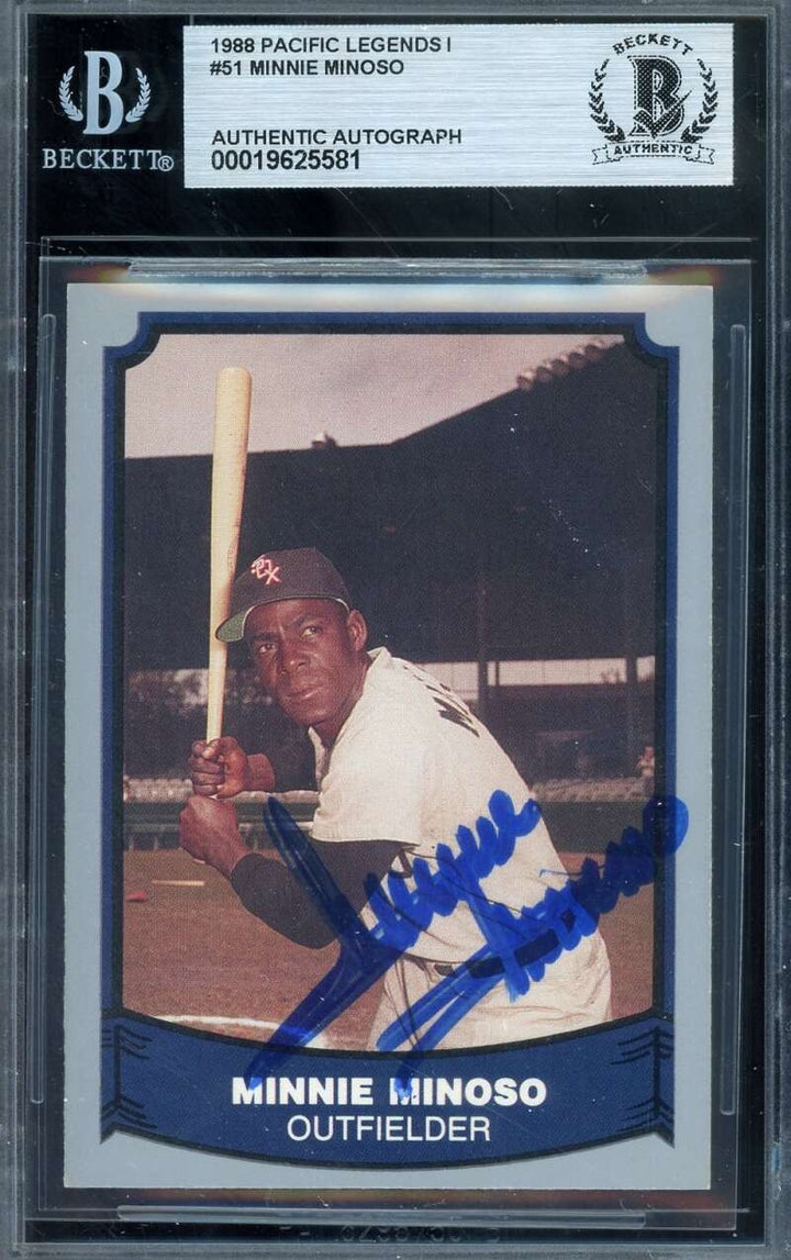 Minnie Minoso Beckett BAS Signed 1988 Pacific Legends Autographed