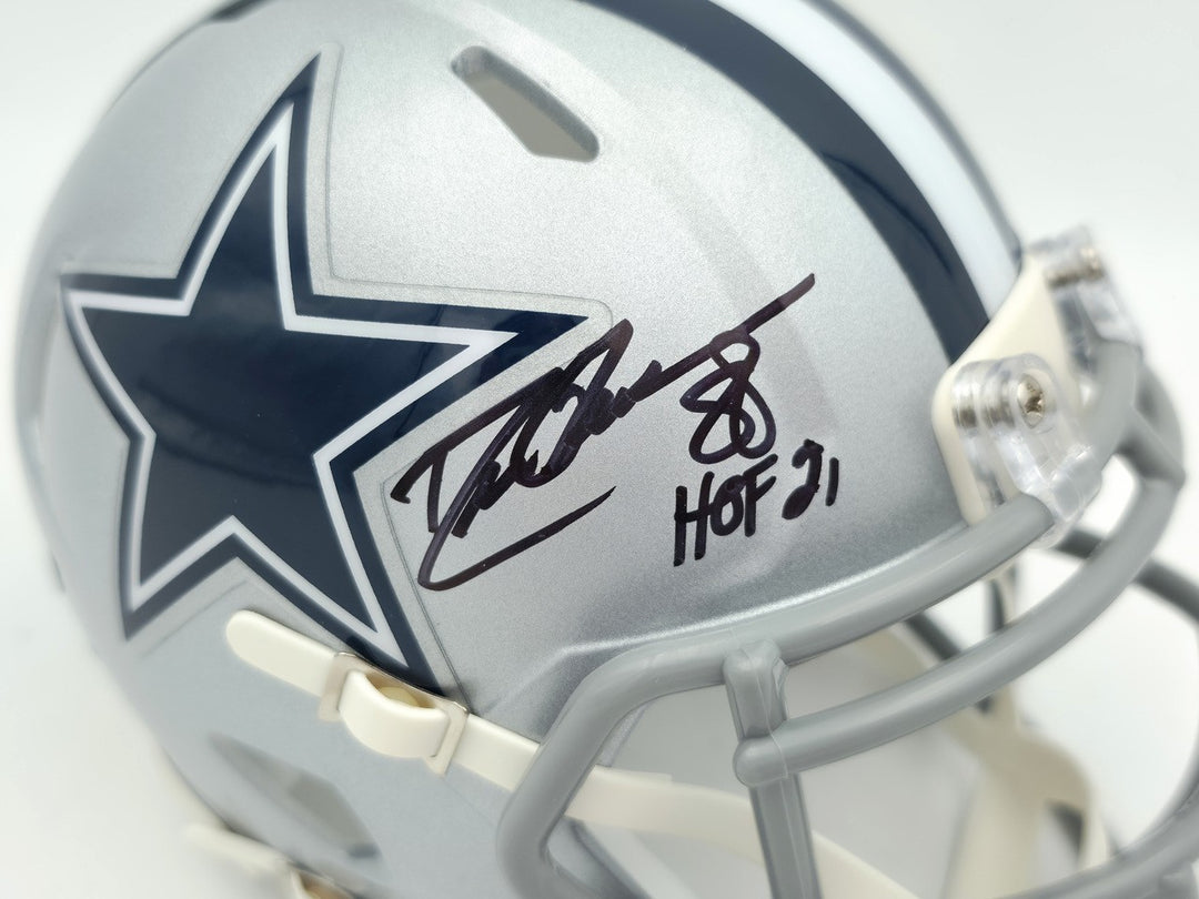 Drew Pearson Signed Dallas Cowboys Silver Speed Mini Helmet "HOF 21" Beckett