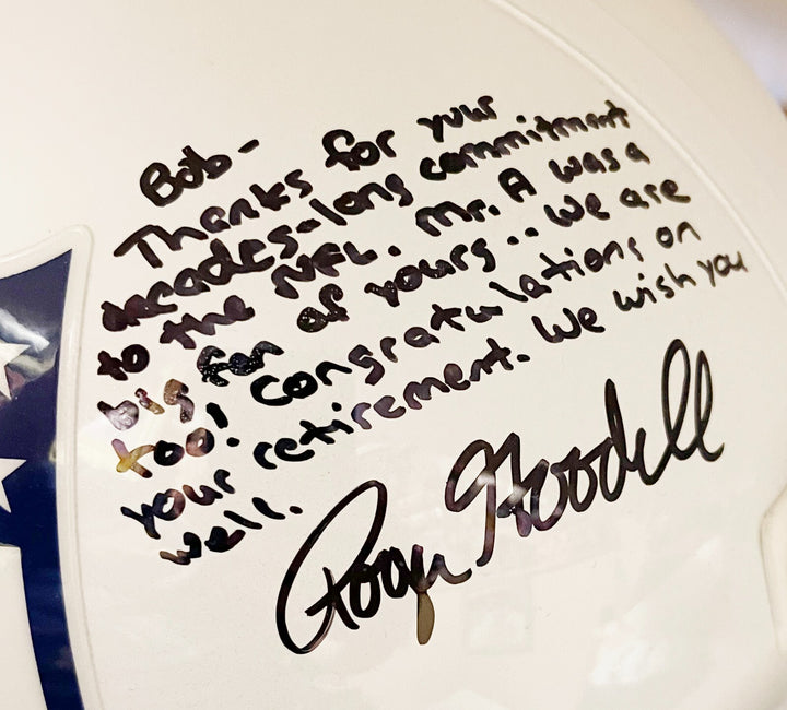 Roger Goodell signed Riddell NFL Logo FS Rep Helmet To: Bob/7 line Insc -Beckett