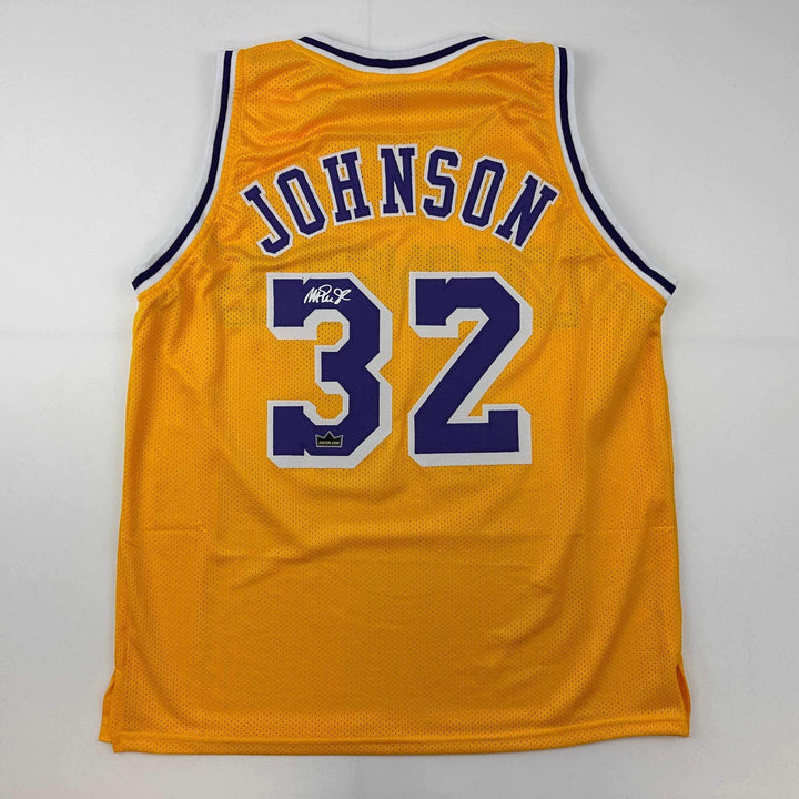 Facsimile Autographed Earvin Magic Johnson Los Angeles LA Yellow Auto Jersey XL