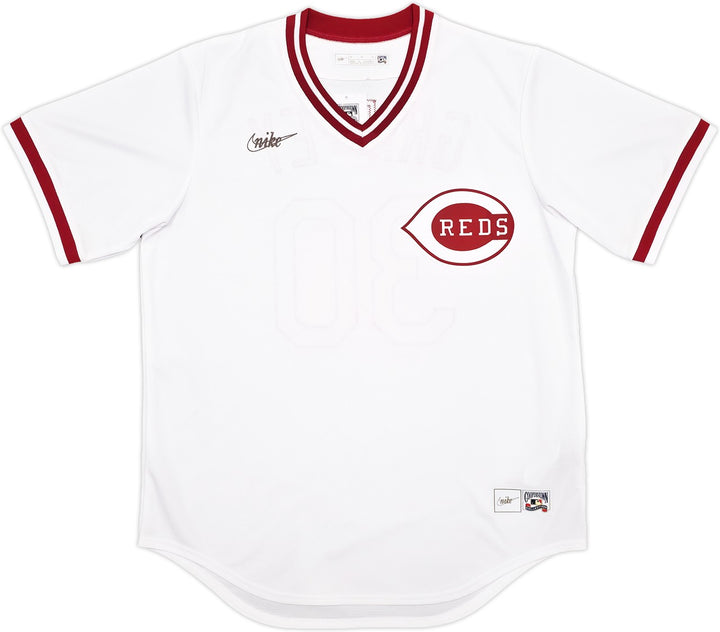 Reds Ken Griffey Sr Auto White Nike Cooperstown Collection Jersey Size Large BAS