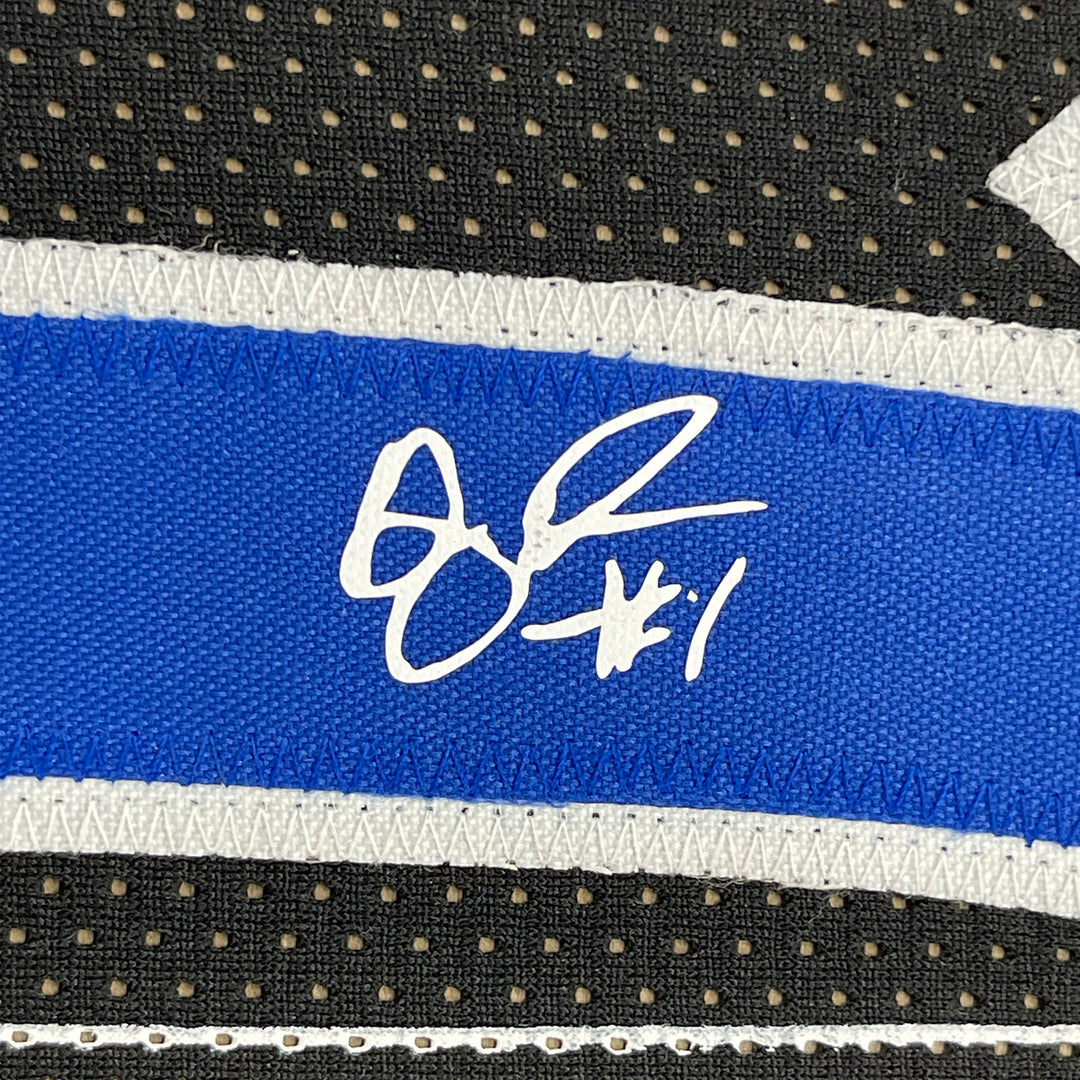 Framed Facsimile Autographed Penny Hardaway 33x42 Black Reprint Laser Jersey