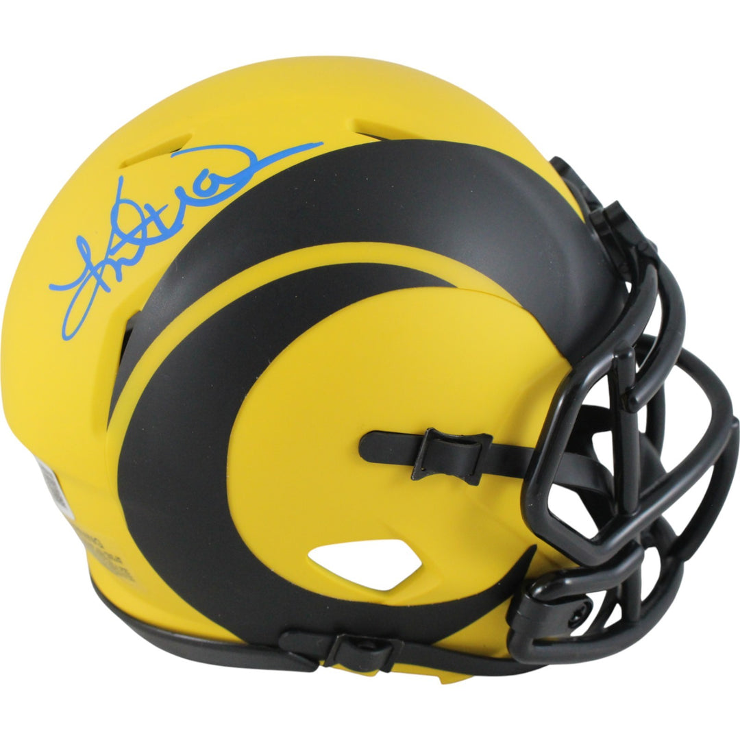 Kurt Warner Autographed Los Angeles Rams Rave Mini Helmet Beckett Witness 50100