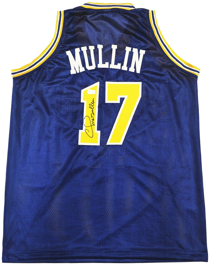 Golden State Warriors Chris Mullin Autographed Signed Blue Jersey Beckett Wit