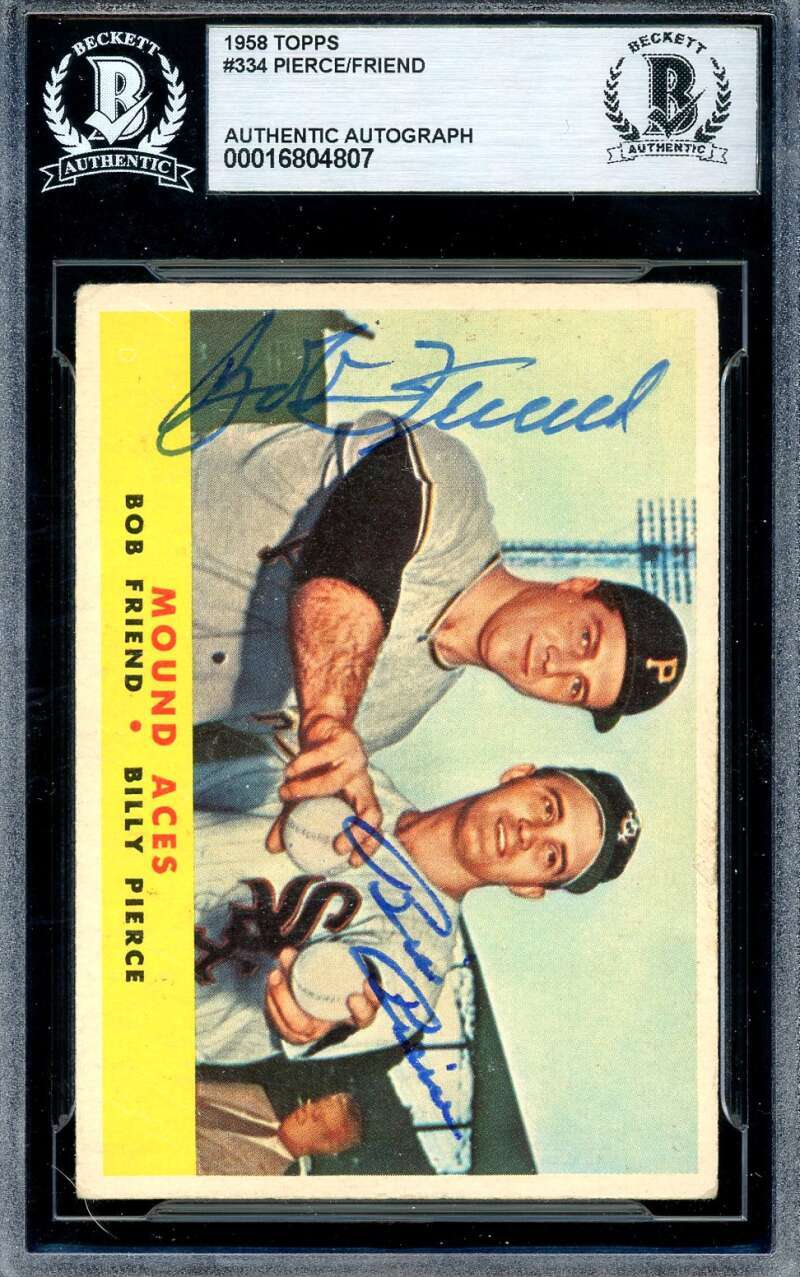 Bob Friend Billy Pierce Beckett BAS Signed 1958 Topps Mound Aces Autograph