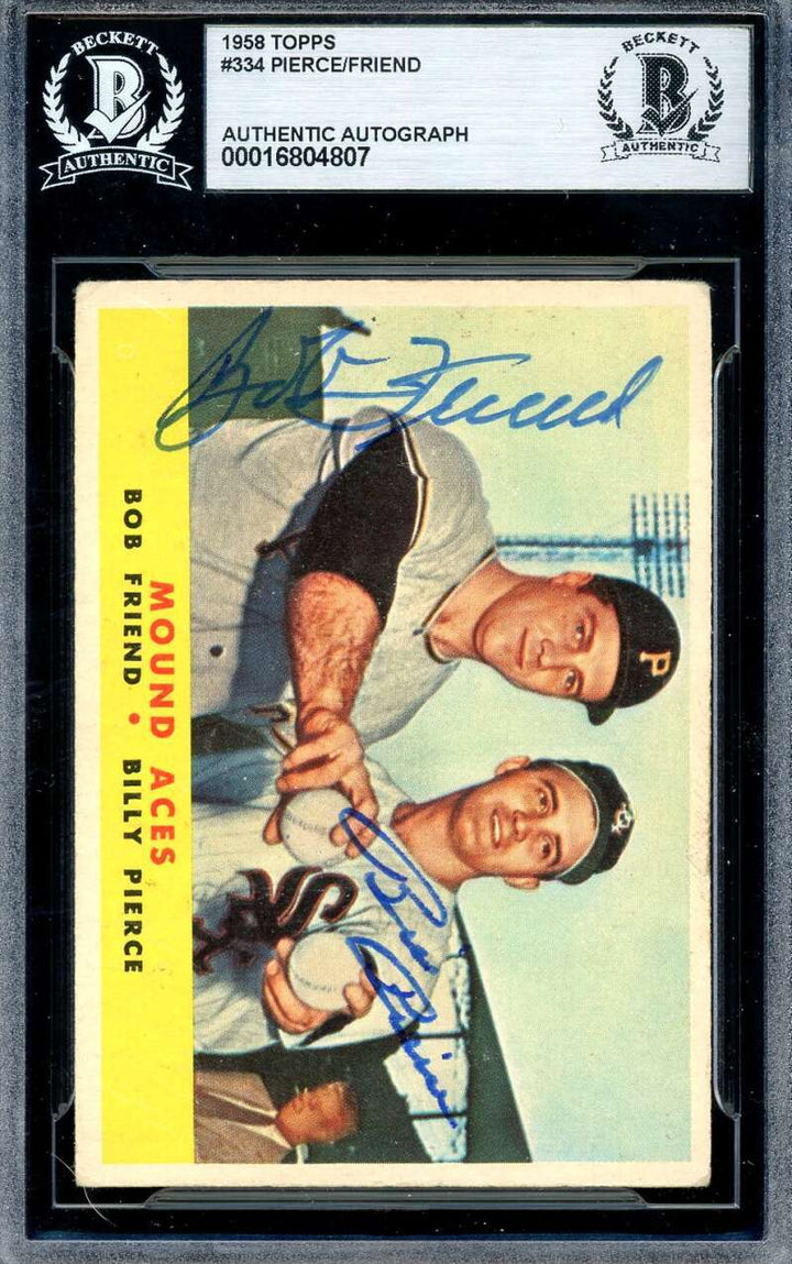 Bob Friend Billy Pierce Beckett BAS Signed 1958 Topps Mound Aces Autograph