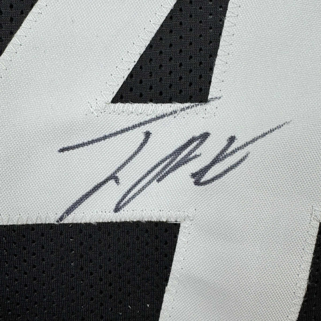 Framed Autographed/Signed Joey Porter Jr. 35x39 Pittsburgh Black Jersey JSA COA