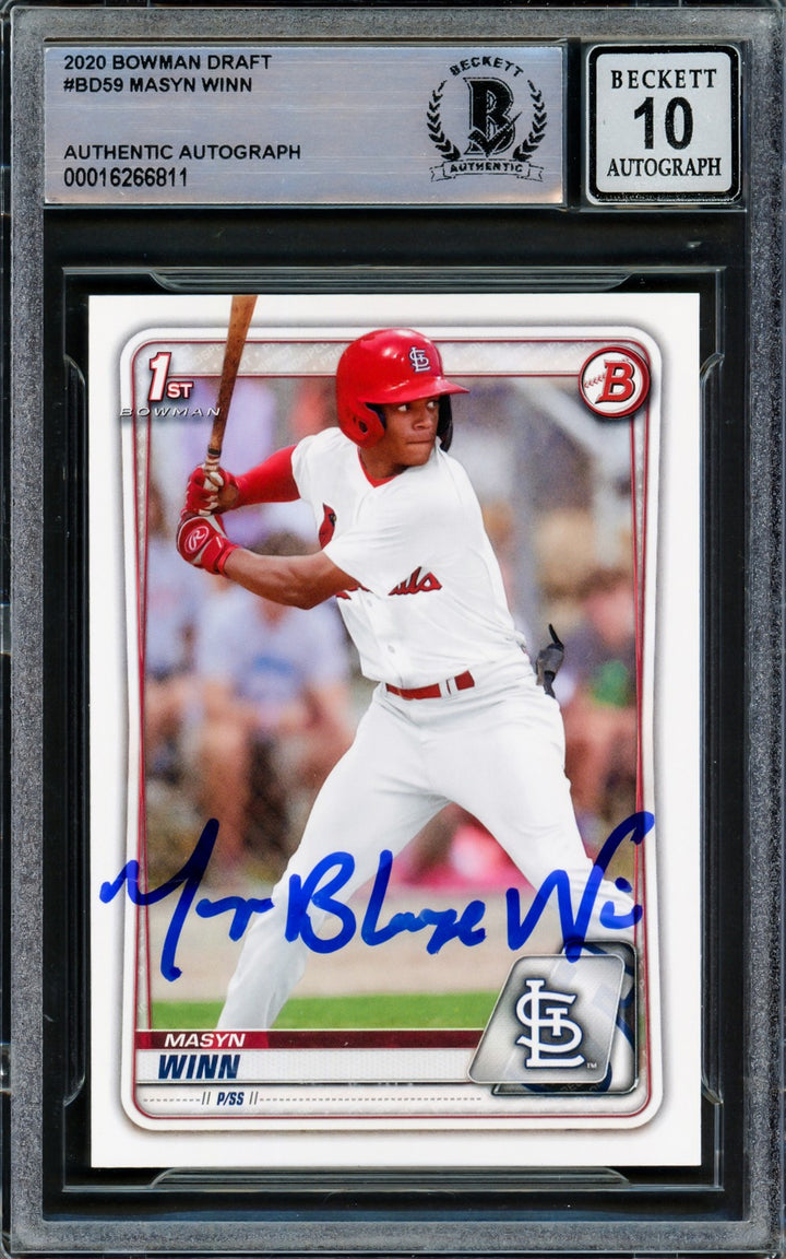 Masyn Winn Auto 2020 Bowman Draft RC BD-59 Cardinals Full Name Auto 10 BAS
