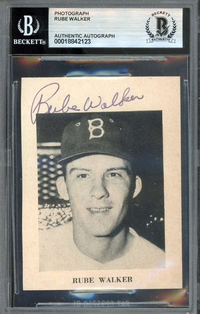 Rube Walker Beckett BAS Signed 3x3 Photo 1953 Autograph