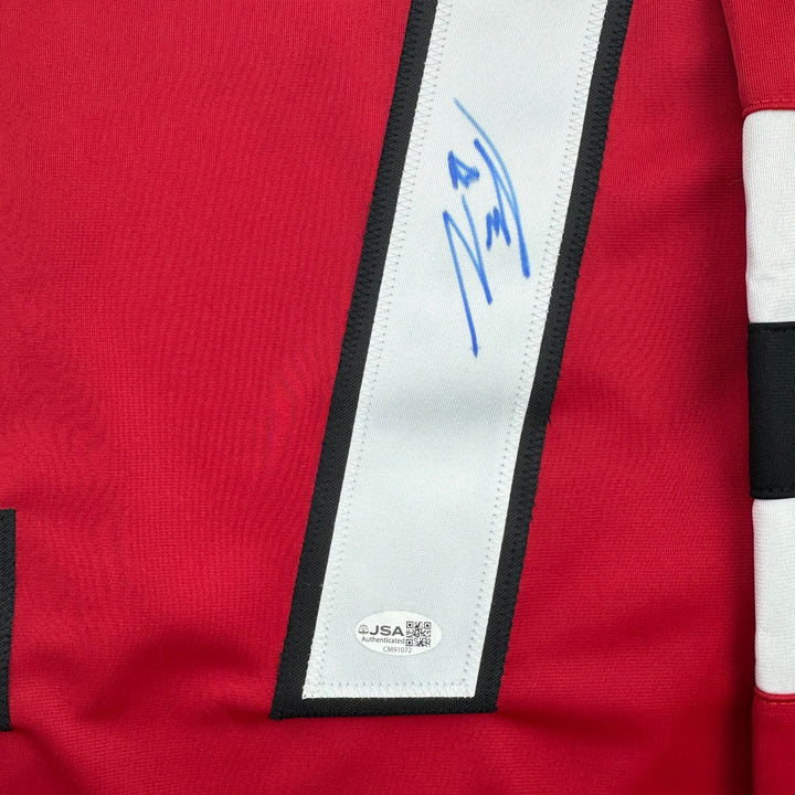 Autographed/Signed Simon Nemec New Jersey NJ Red Hockey Jersey JSA COA