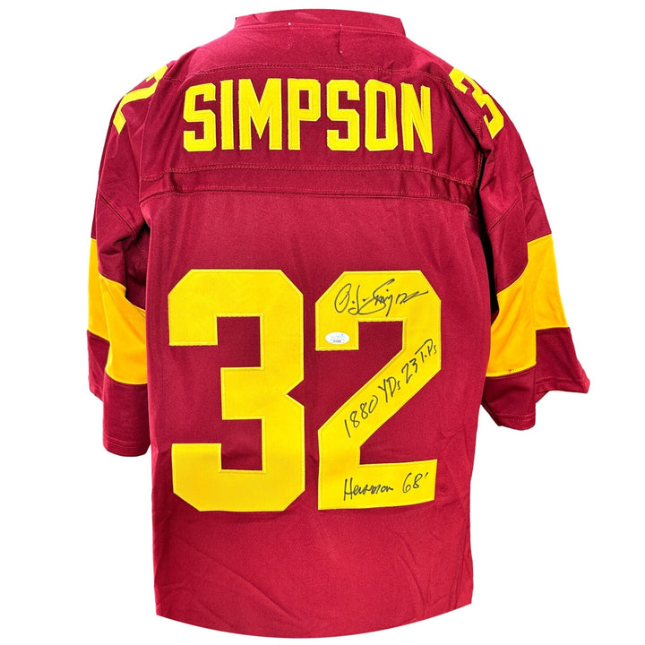 OJ Simpson Signed Inscribed "Heisman" USC Trojans Jersey JSA COA O.J. Autograph