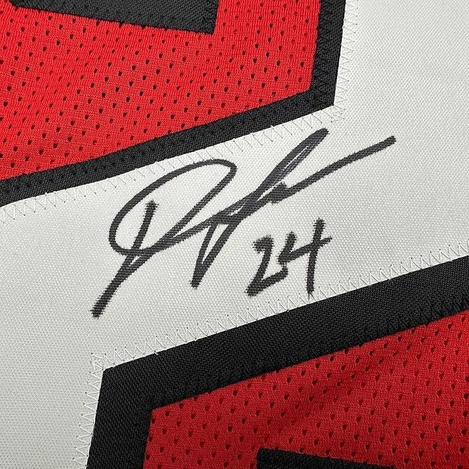 Framed Autographed/Signed Devonta Freeman 35x39 Atlanta Red Jersey BAS COA