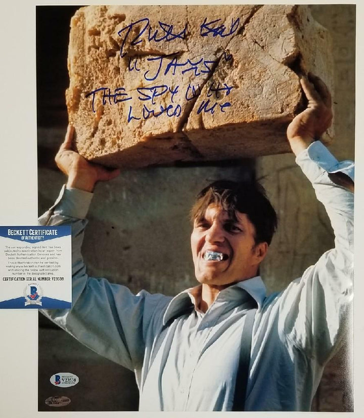 Richard Kiel signed "Jaws" 11x14 #3 The Spy Who Loved Me + Inscription ~ BAS COA