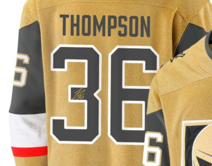Logan Thompson Autographed Vegas Golden Knights Gold Jersey Stanley Cup IGM COA