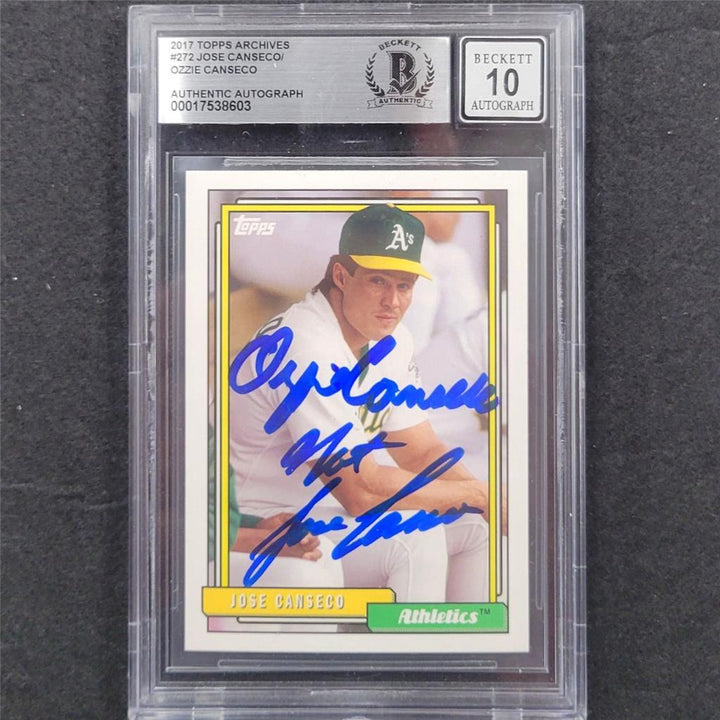 Ozzie & Jose Canseco dual signed 2017 Topps Archives error card ~BGS BAS 10 Auto