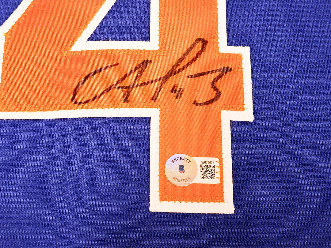 New York Mets Francisco Alvarez Signed Blue Nike Jersey Size L Beckett Wit