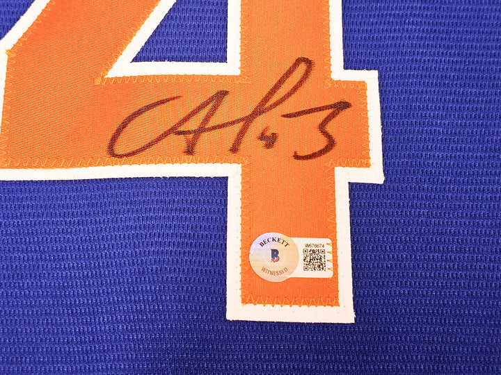 New York Mets Francisco Alvarez Signed Blue Nike Jersey Size L Beckett Wit