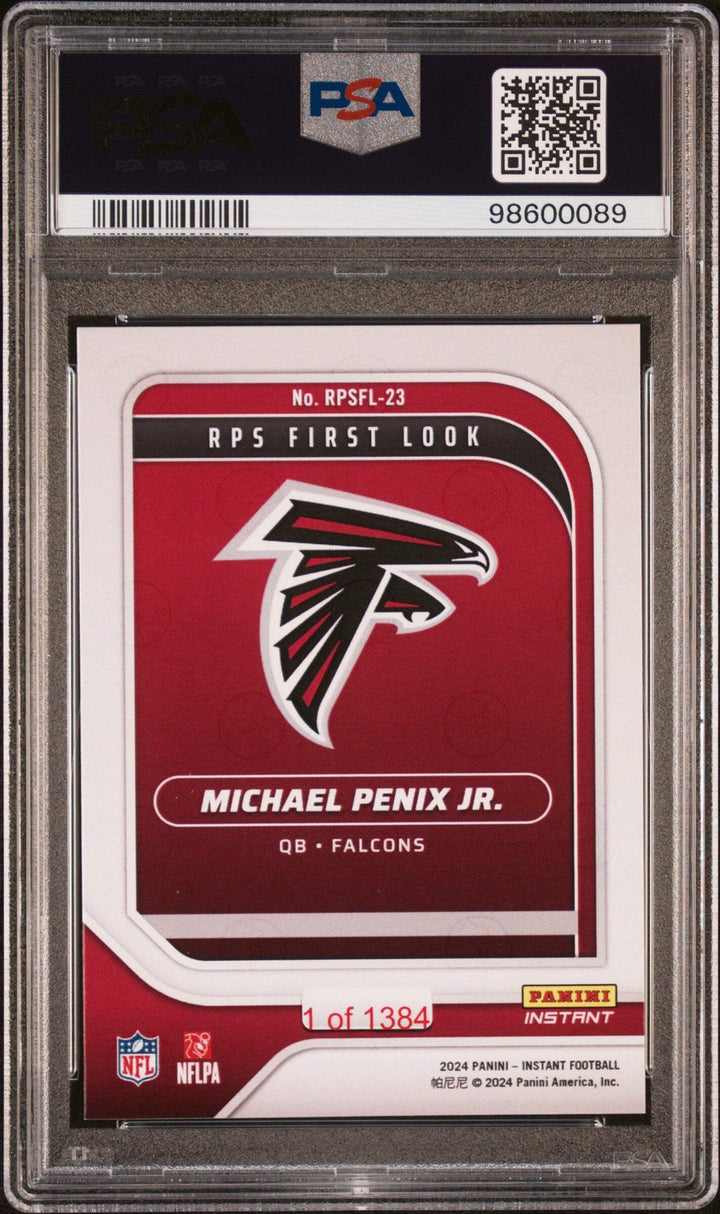 Graded 2024 Panini Instant NFL Michael Penix Jr #RPSFL23 RC Football Card PSA 10