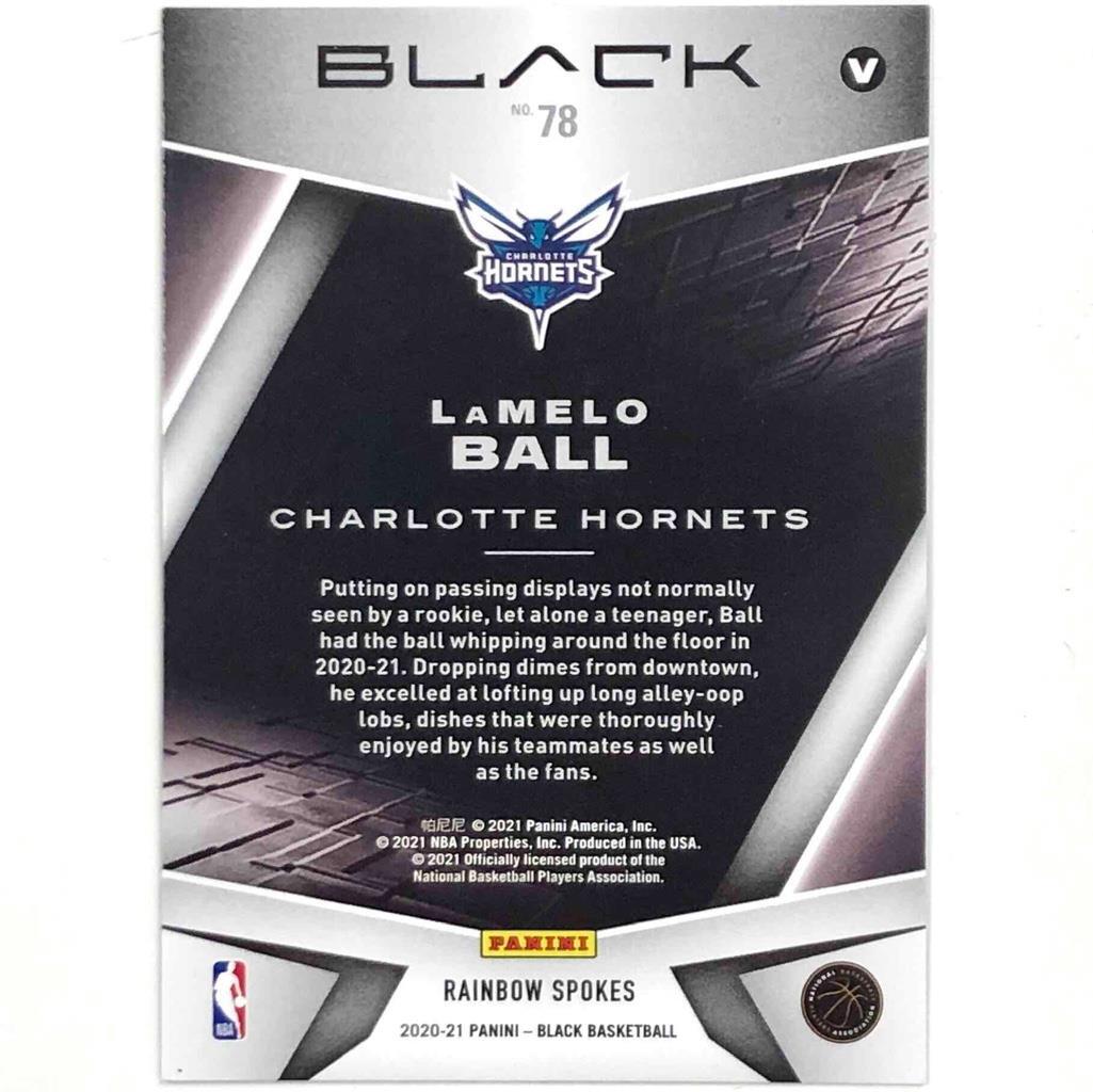 2020-21 Panini Black #78 LaMelo Ball RC Rainbow Spokes SP Copper rookie card /25