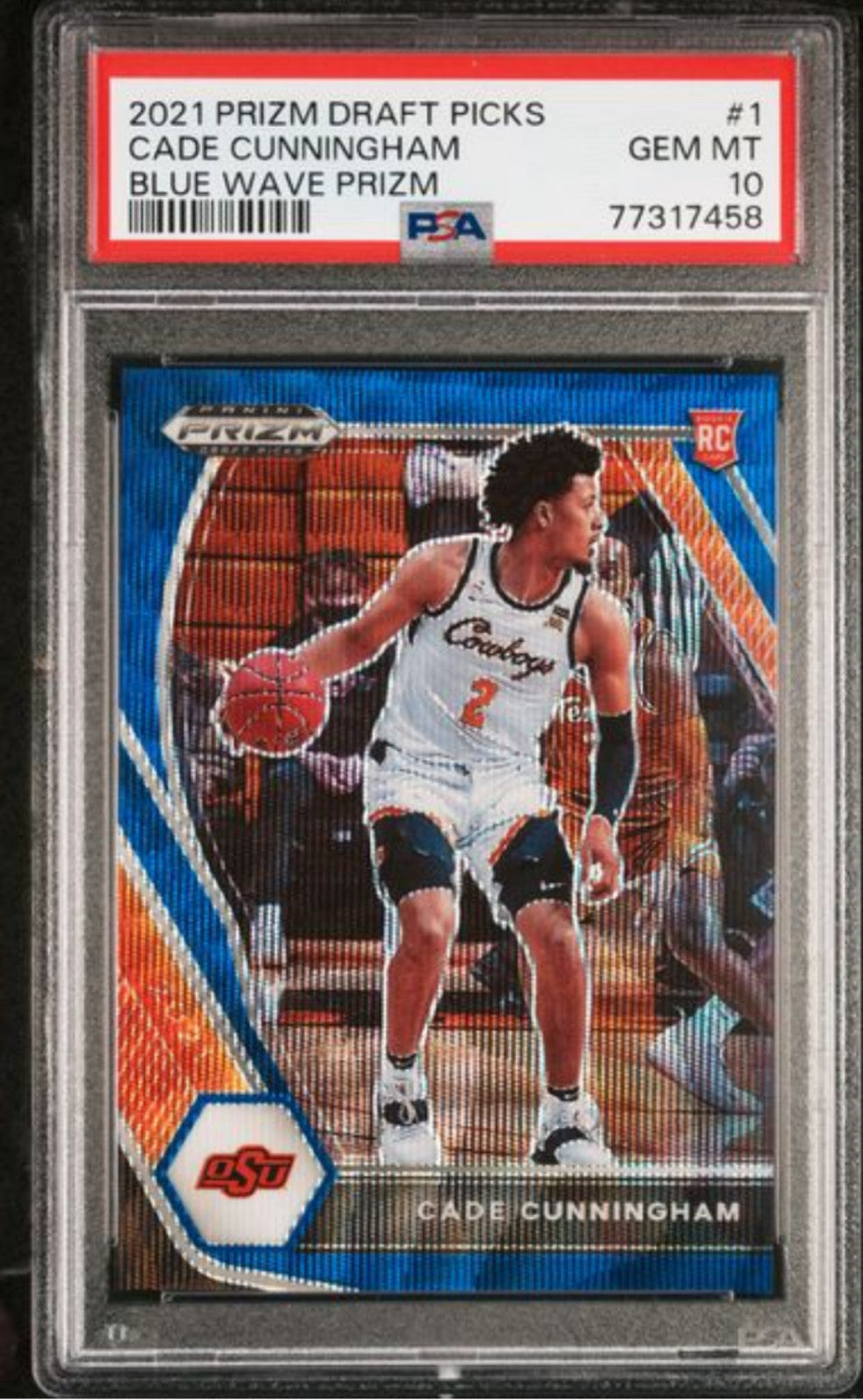 Graded 2021 Panini Prizm DP Cade Cunningham #1 Blue Wave /249 RC Card PSA 10